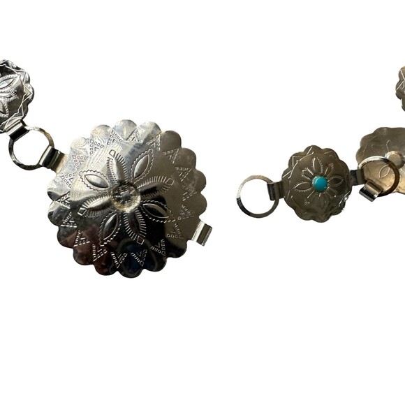 Vintage 80s Southwest Silver Tone Aluminum Concho Belt Turquoise womens small main image 6